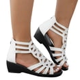 thumbnail image 1 of High Top Gladiator Sandals for Women Glitter Rhinestone Summer Peep Toe Wedges Back Zipper Dress Shoes White Size 8, 1 of 8
