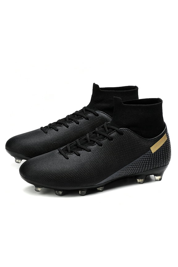 High-Top PU Leather Soccer Cleats for Men/Women/Youth – Lace-Up Long Studs Football Shoes for Turf & American Football Training