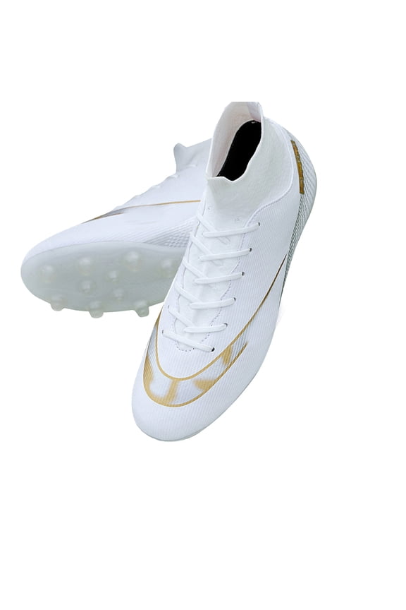 High-Top PU Leather Soccer Cleats for Men/Women/Youth – Lace-Up Long Studs Football Shoes for Turf & American Football Training