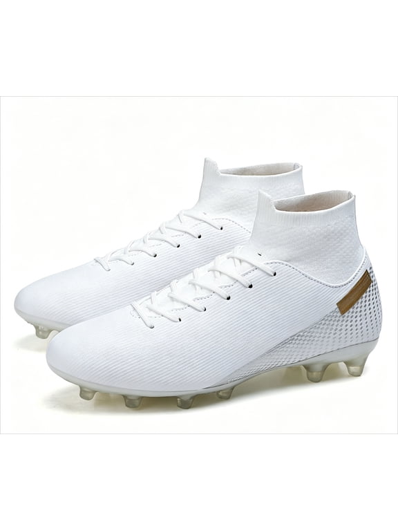 High-Top PU Leather Soccer Cleats for Men/Women/Youth – Lace-Up Long Studs Football Shoes for Turf & American Football Training