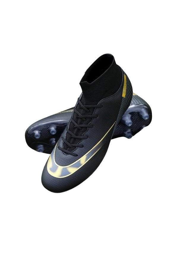 High-Top PU Leather Soccer Cleats for Men/Women/Youth – Lace-Up Long Studs Football Shoes for Turf & American Football Training