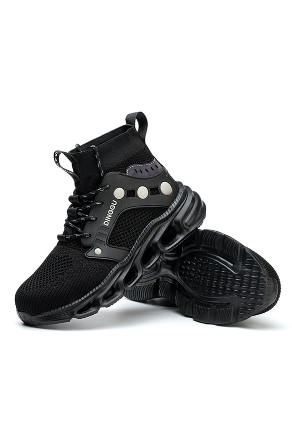 High-Top Safety Work Boot Breathable Flyknit Anti-Impact & Puncture-Resistant Safety Shoes for Men Women Steel Toe Cap Protective Work Boots