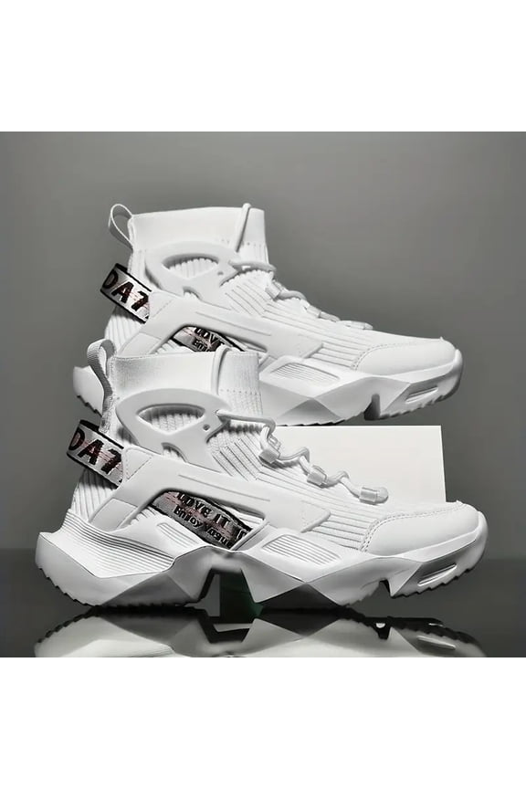 High-Top Shoes for Men, Breathable Knitted Sock Shoes for Autumn, Stylish Street Warrior Thick-Soled Shoes That Increase Height, Lightweight Designer Sneakers Suitable for Both Boys And Adults