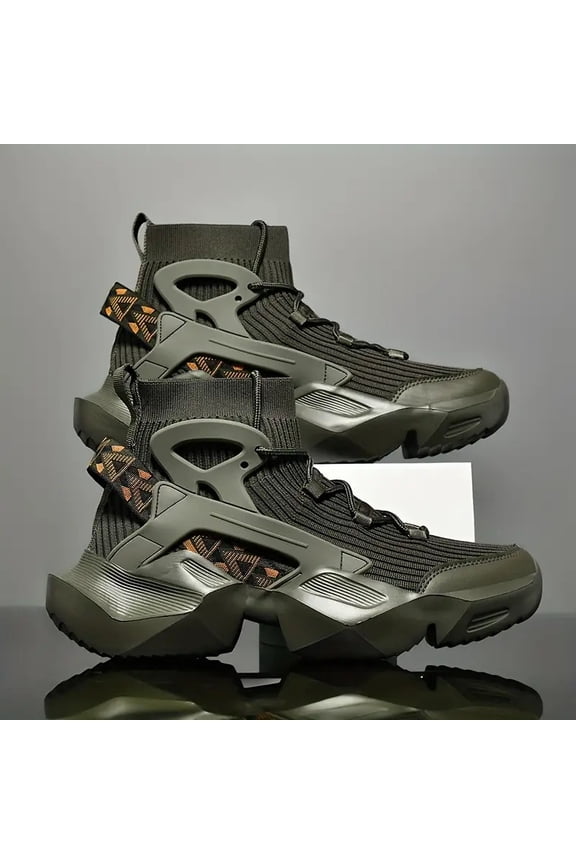 High-Top Shoes for Men, Breathable Knitted Sock Shoes for Autumn, Stylish Street Warrior Thick-Soled Shoes That Increase Height, Lightweight Designer Sneakers Suitable for Both Boys And Adults