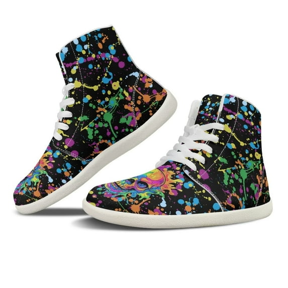 High Top Shoes for Women PU Leather Breathable Platform Sneakers Ladies Casual Lace Up Platform Tennis Shoes White High Top Sneakers