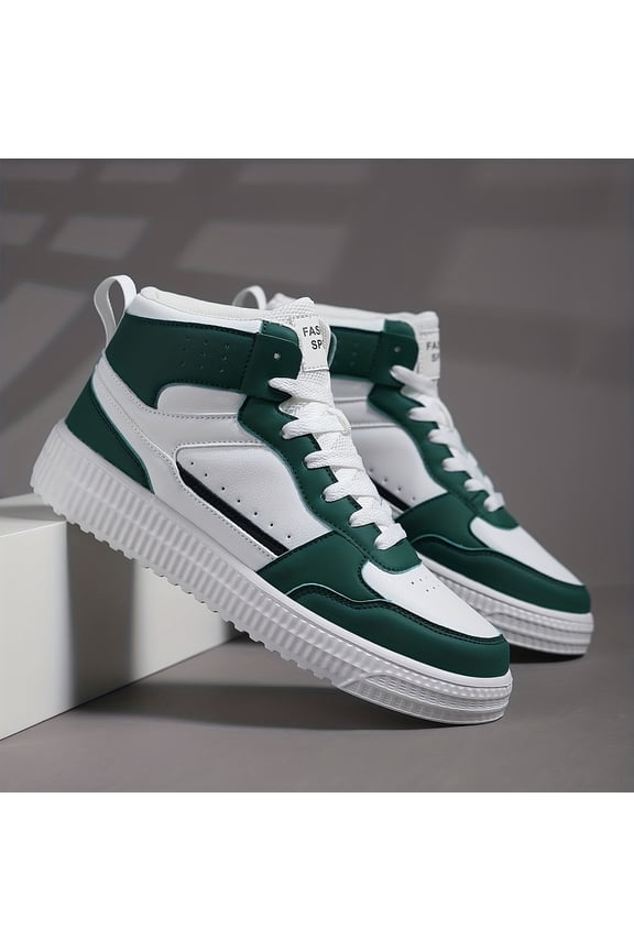[High-Top Sneakers] Lightweight EVA Men's High-Top Sneakers | 4-Color, Casual Skate Shoes in Black, Gray, Green