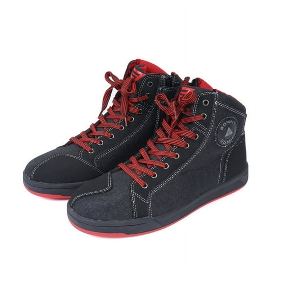 High Top Street Riding Sneakers Motorcycle Shoes Men,Anti-Slip Sole, Extra Shift Pad, Ankle and Heel Protector, YKK Side Zipper