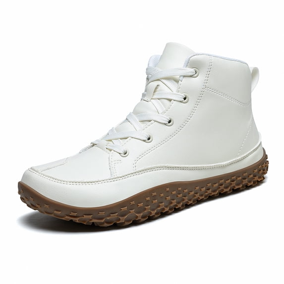 High-Top Synthetic Leather Sneakers with Stitched Paneling and Lugged Rubber Outsole with Heel Pull Tab Available in Multiple Colors