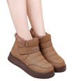 thumbnail image 1 of High Top Winter Boots for Women Hook and Loop Slip on Snow Booties Casual Furry Lined Platform Ankle Boots Khaki Size 8.5, 1 of 7