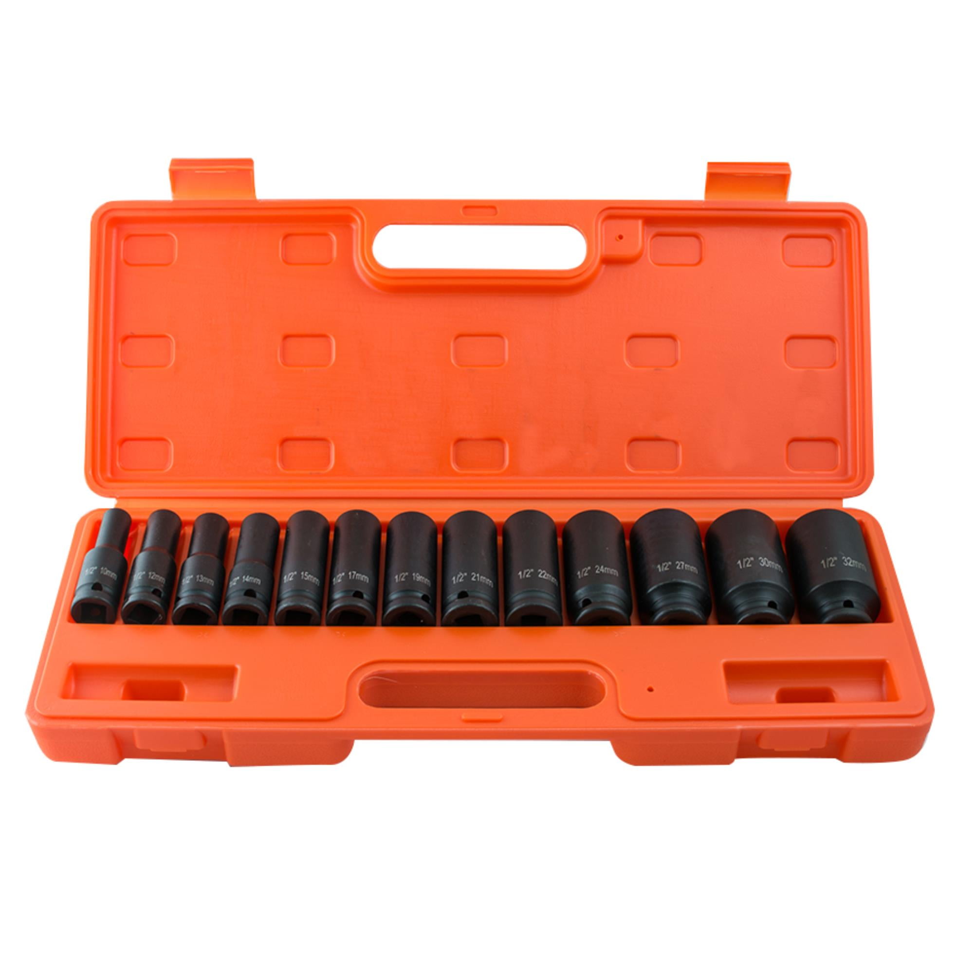 Metric Garage DIY Essential: 13-Piece Deep Impact Socket Tool Set (10 ...