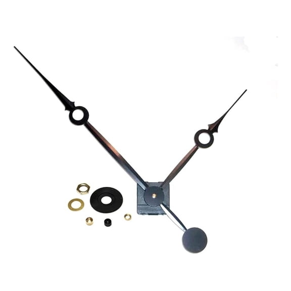 High Torque Clock Movement (Silent Sweep) Extended Shaft with 14 in. Long Balanced Black Fancy Sword Hands (No7), Clock Movements, Large Wall Clock, Non Ticking, Large Clock Hands, Quiet