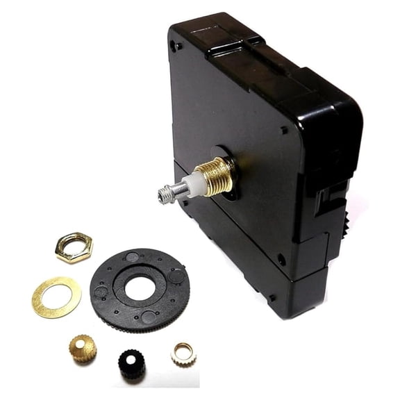 High Torque Clock Movement Silent Sweep Extended Shaft - Long Hand Clock Motor, No Ticking, 5mm Threaded Shaft