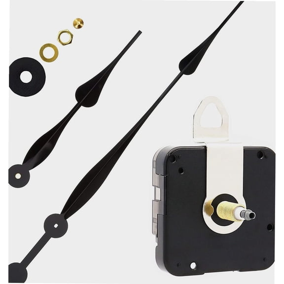 High Torque Long Shaft Clock Movement Mechanism with 12 Inch Long Spade Hands Total Shaft Length 1-3/32 inches