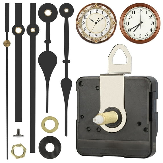 High Torque Long Shaft Wall Clock Movement Mechanism with 2 pairs of Hands, Silent Sweep Battery Quartz Clock Motor Movement Kit for DIY Repair Parts Replacement (1.22inch Shaft)