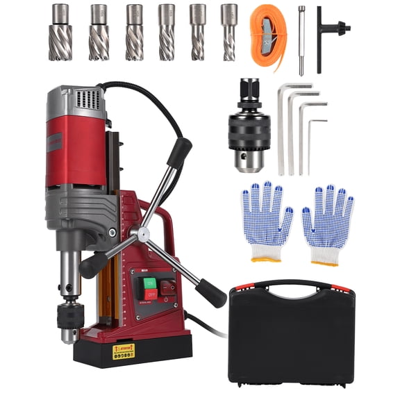 High-Torque Magnetic Drill Press – 1550W Motor, 1.57"–2" Drilling, 10-Speed, 13000N Magnetic Force, Reverse & Precision Double Dovetail, Twist Adapter – For Industrial Metalworking