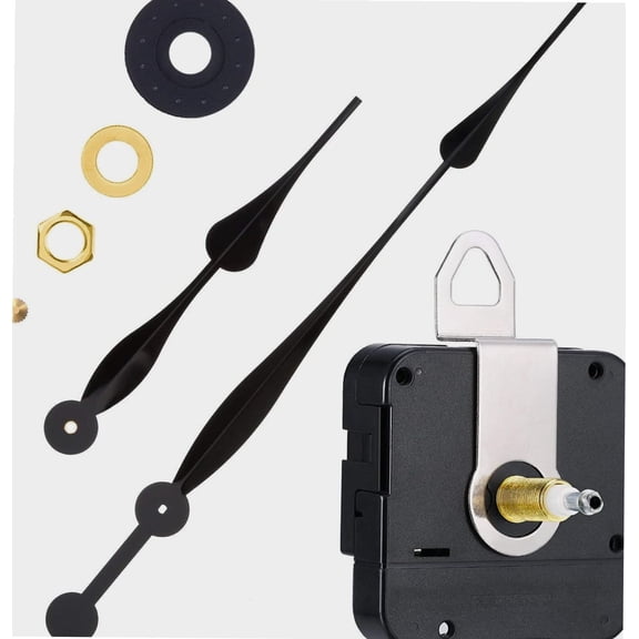 High Torque Quartz Clock Movement Clock Replacement Mechanism with 12 Inch Long Spade Hands for DIY Clock (Black, Shaft Length 1/10 inches/ 23 mm Shaft Length)