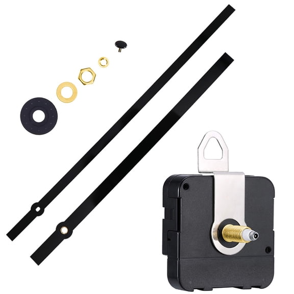 High-Torque Quartz Clock Movement Kit with Silent Sweep Mechanism, Metal Hands & Pendulum, Replacement Repair Parts for 8mm Clock Panels, Black