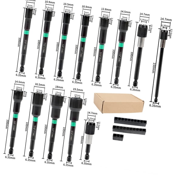 High Torques Resistant Hex Shanks Magnetic Socket Driver Multiple size Socket Set