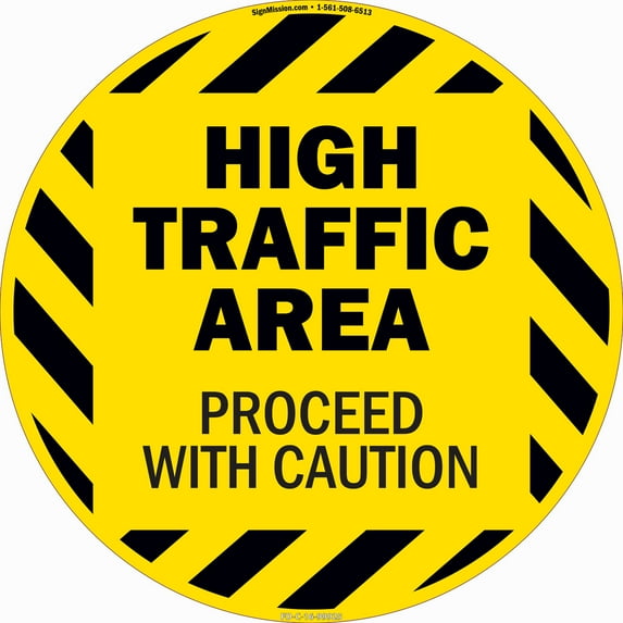 High Traffic Area Non-Slip Floor Marker | 3 Pack of 16" Circle Vinyl Decal | Protect Your Business, Work Place & Customers | Made in The USA