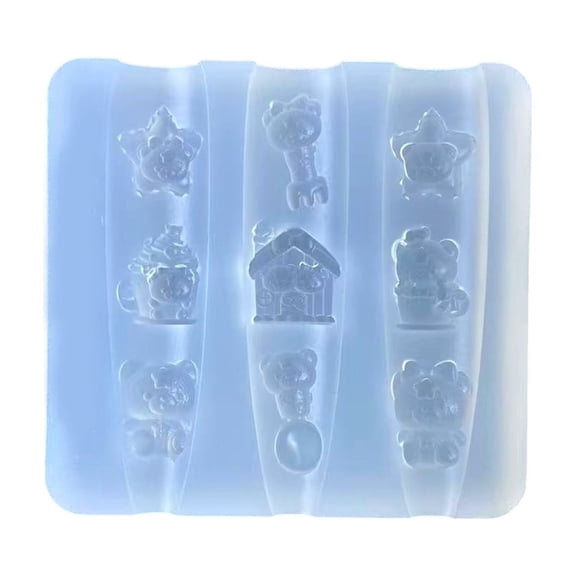 High Transparency Bear House Silicone Nails Art Mold Bear House Pattern Craft Tool For Detailing Manicure Template