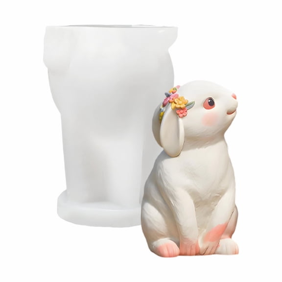 High Transparency Bunny Silicone Mold - DIY Figurine Replicating Kit for Epoxy Resin/Plaster/Candle, Home Craft Workshop Mold (1PC, Drooping Ear Bunny)