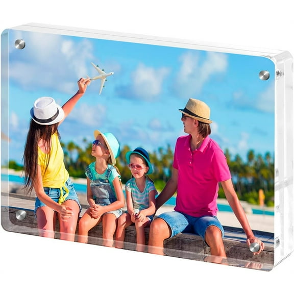 High Transparency Magnetic Picture Frames,Clear Acrylic Photo Frame,Frameless Desktop Picture Display,Creative Round-edged Photo Frames,Perfect Gift for Parents, Spouses, Children, Friends, Neighbors