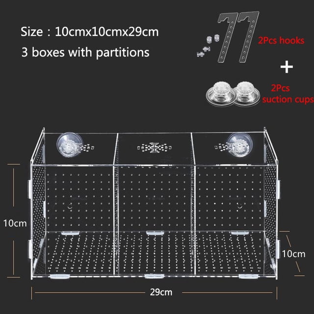 Baby Aquarium Acrylic Fish Breeding Box - 3.9 Inch Square Aquarium Nursery Isolation Tank With Suction Cups Aquarium Isolation Tank