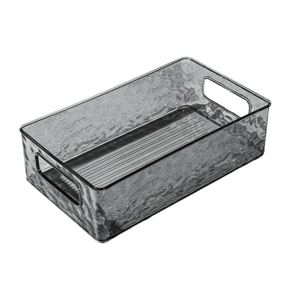 High-Value Acrylic Cosmetic Organizer - Glacier Pattern Stackable Storage Box - Transparent Desktop Organizer for Makeup and Accessories ( Gray )