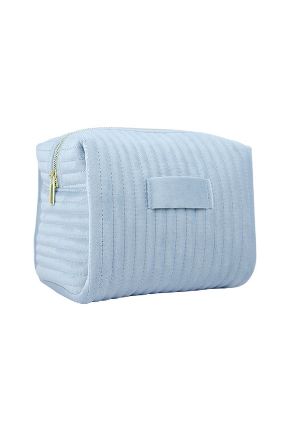 High - Value Velvet Cosmetic Storage Bag - Durable Polyester, Portable and Compact Design, Perfect for Organizing Makeup and Skincare Essentials,Light Blue