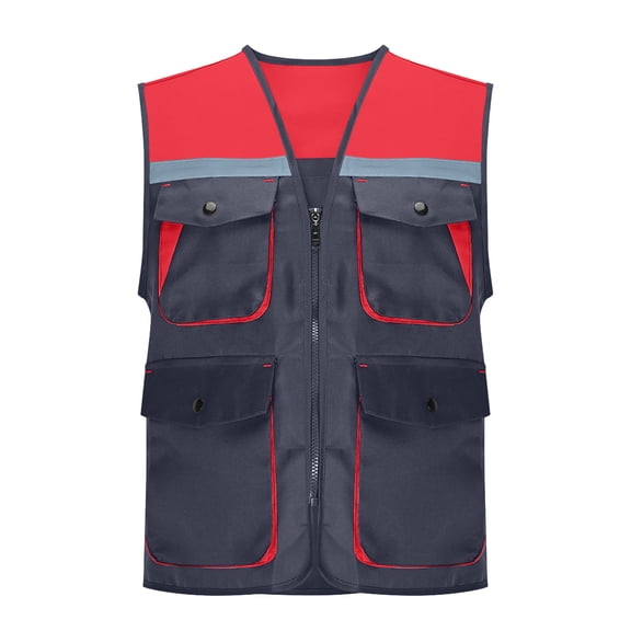 High Vis Reflective Safety Vest For Wommen Men Zipper Large Pockets Mesh Construction Apparel Neon Vest For Work Fish Hiking Dark Gray M