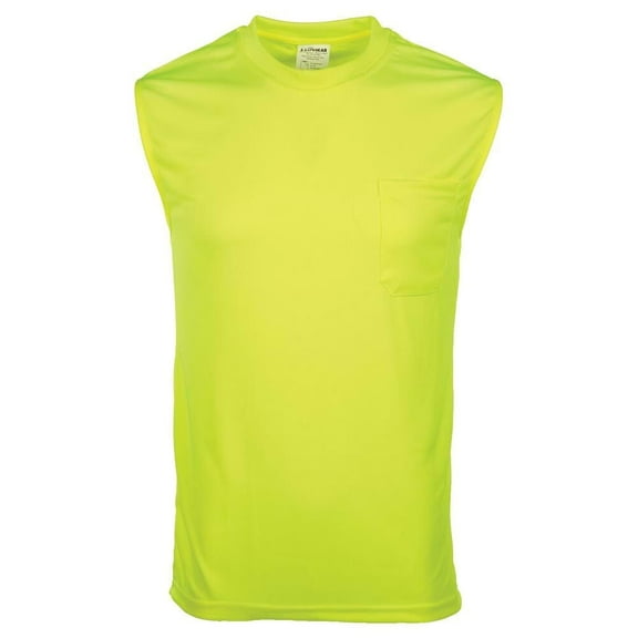High-Vis Sleeveless T-Shirt, Moisture Wicking, Pocket, Lime, LG, SAFEGEAR