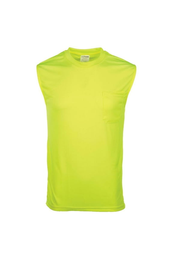 High-Vis Sleeveless T-Shirt, Moisture Wicking, Pocket, Lime, XL, SAFEGEAR