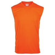 High-Vis Sleeveless T-Shirt, Moisture Wicking, Pocket, Orange 2XL, SAFEGEAR