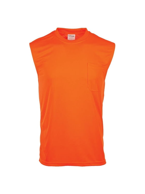 High-Vis Sleeveless T-Shirt, Moisture Wicking, Pocket, Orange 5XL, SAFEGEAR