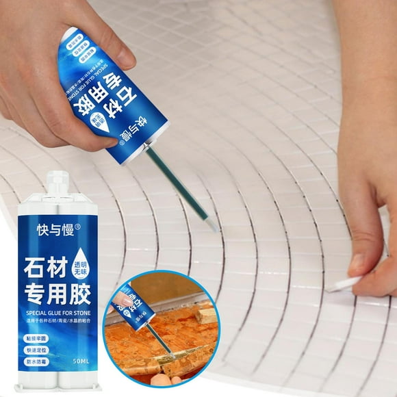 High-Viscosity Watertight Stone Adhesive | Leak Repair Glue for Tile Washbasin, Kitchen Sink, Laundry Sink | Transparent, Fast-Curing, Weather-Resistant | 50ml Tube | Strong Bonding for Masonry