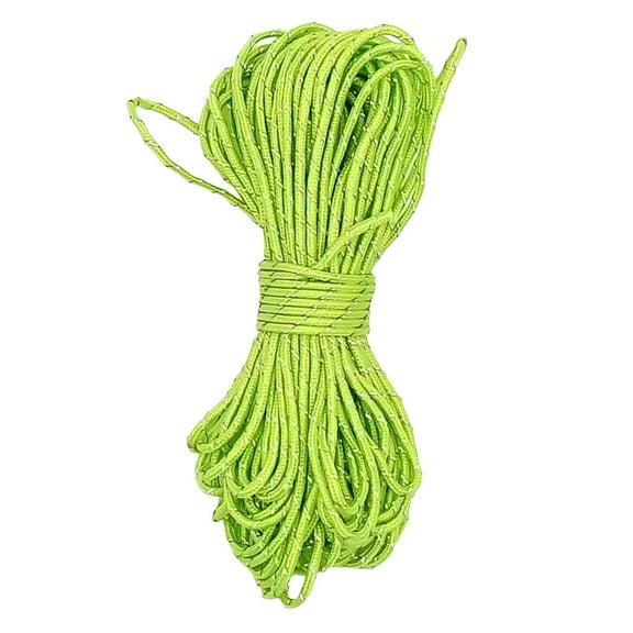 High-Visibility 2mm Reflective Tent Guy Line for Camping Hiking Outdoor Windproof Fluorescent Green Rope 20 Meter Coil