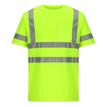 High Visibility Classic T-Shirts Men Reflective Strips Short Sleeve Construction Work Shirts Breathable Safety Tops