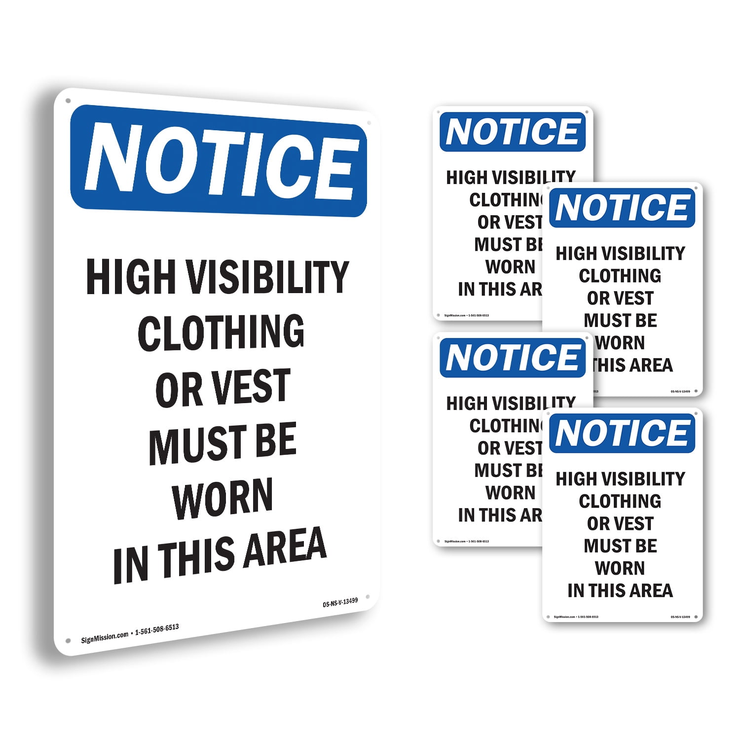 High Visibility Clothing Or Vest OSHA Notice Rigid Plastic Sign 18 Inch ...