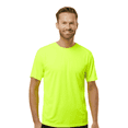 thumbnail image 1 of High Visibility Crew Neck Safety T-Shirts | Gildan Hi Vis Short Sleeve Work Tee, 5.3 Oz 50/50 Cotton/polyester, Safety Green, S, 1 of 6