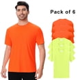 thumbnail image 1 of High Visibility Crewneck Short Sleeve T-Shirt for Worker | Hi Vis Pure Dry Fit Poly Breathable Reflective Safety Neon Green and Safety Neon Orange Work Tees, 5.1 oz, 100% Polyester, 6 Pack, Size 4XL, 1 of 5