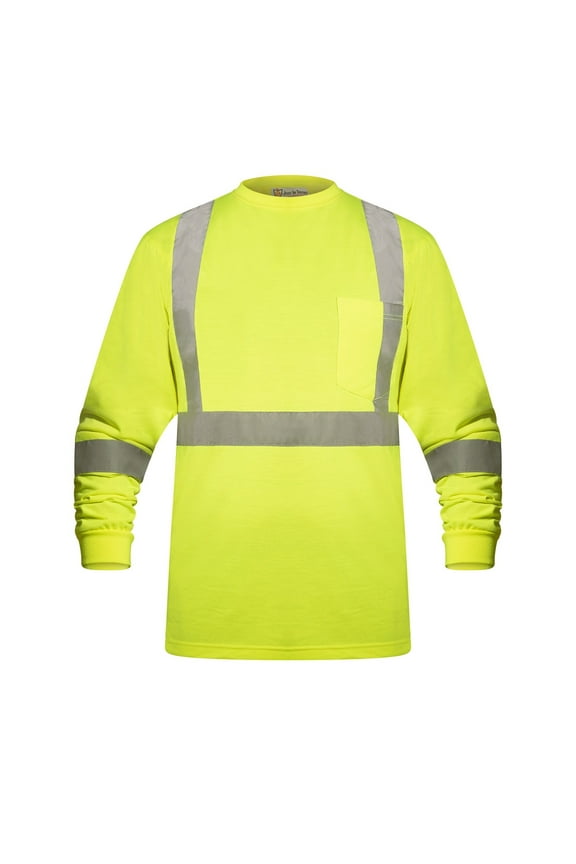 High Visibility Fluorescent Safety T-Shirt - Full Sleeve - 100% Polyester (3X-Large, Yellow)