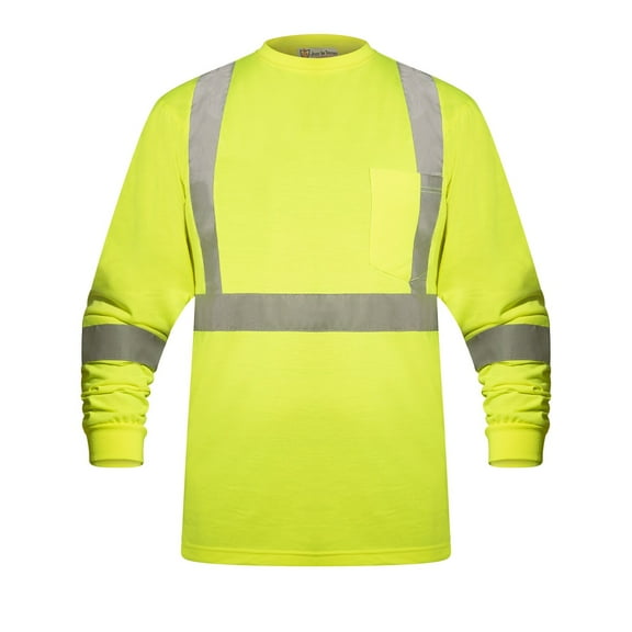 High Visibility Fluorescent Safety T-Shirt - Full Sleeve - 100% Polyester (Small, Yellow)