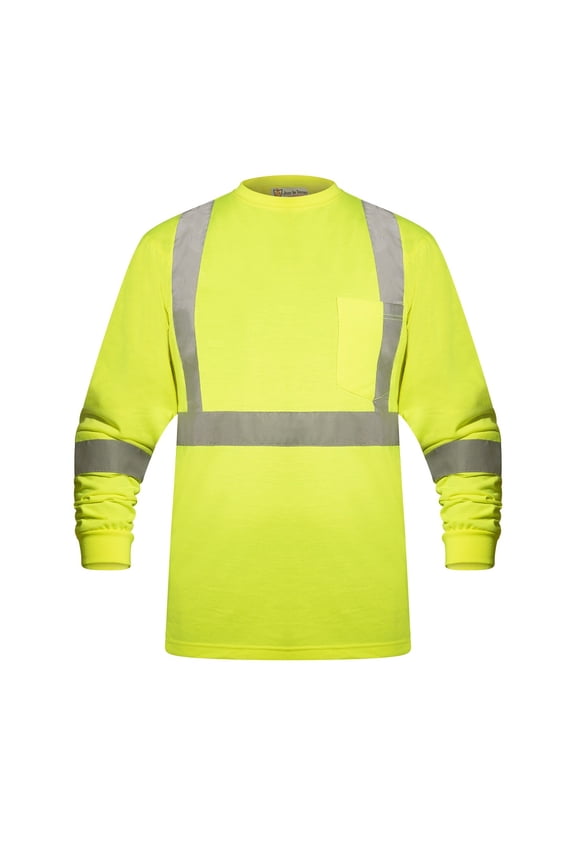 High Visibility Fluorescent Safety T-Shirt - Full Sleeve - 100% Polyester (Small, Yellow)