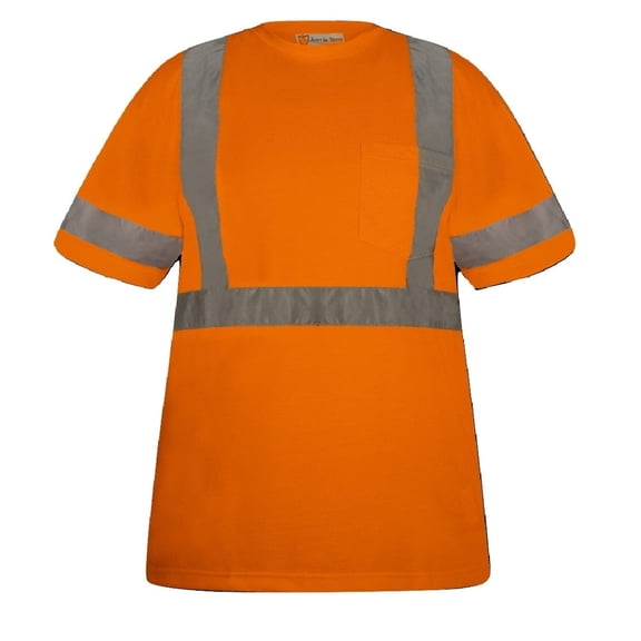 High Visibility Fluorescent Safety T-Shirt - Half Sleeve - 100% Polyester (2X-Large, Orange)