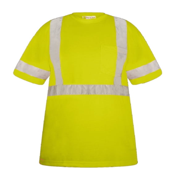High Visibility Fluorescent Safety T-Shirt - Half Sleeve - 100% Polyester (X-Large, Yellow)