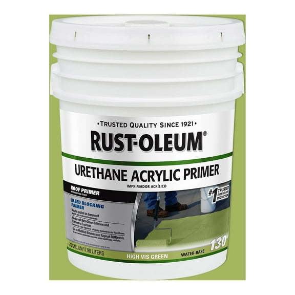 High Visibility Green, Rust-Oleum Roofing 130 Urethane Acrylic Primer- 364544, 4.75 Gallon- 1 Pack