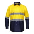 thumbnail image 1 of High Visibility Hi Vis Reflective Safety Work Shirts (Medium, Yellow/Navy Blue), 1 of 4