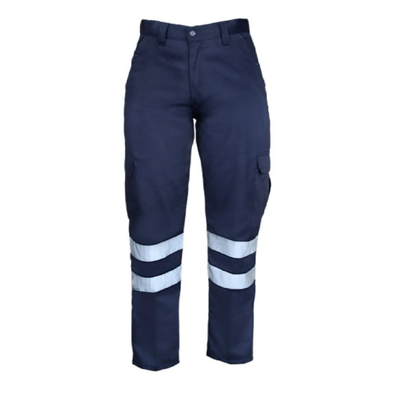 High Visibility Hi Vis Safety Work Pant/Trouser (W30" x L30", Navy Blue)