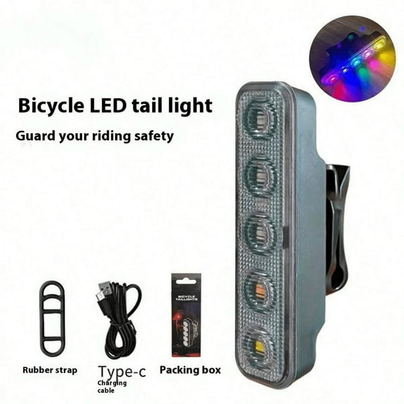 High Visibility LED Bike Tail Strobe Light, Waterproof Durable Construction, Long-Lasting Rechargeable Battery, Tool-Free Easy Mount Safety Warning Light For Cycling Night Riding