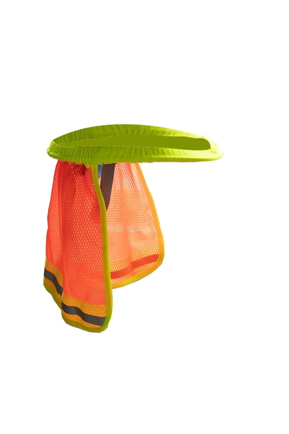 High Visibility Neck Sun Shield with Reflective Stripe, Safety Hard Hat Shade with Breathable Mesh Elastic Band for Construction, Outdoor Activities, Landscaping from UV (Orange)